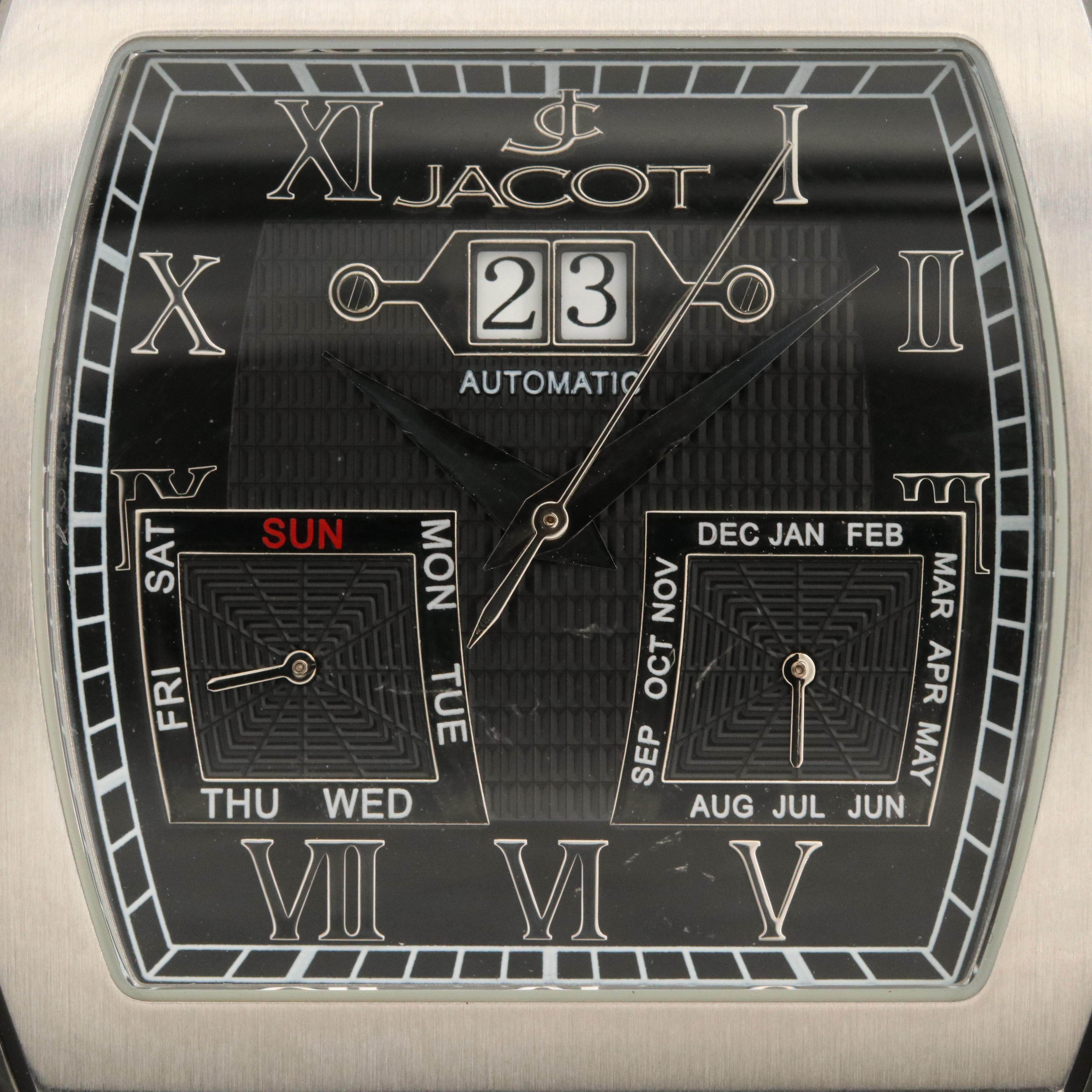 Jacot Triple Calendar Stainless Steel Automatic Watch