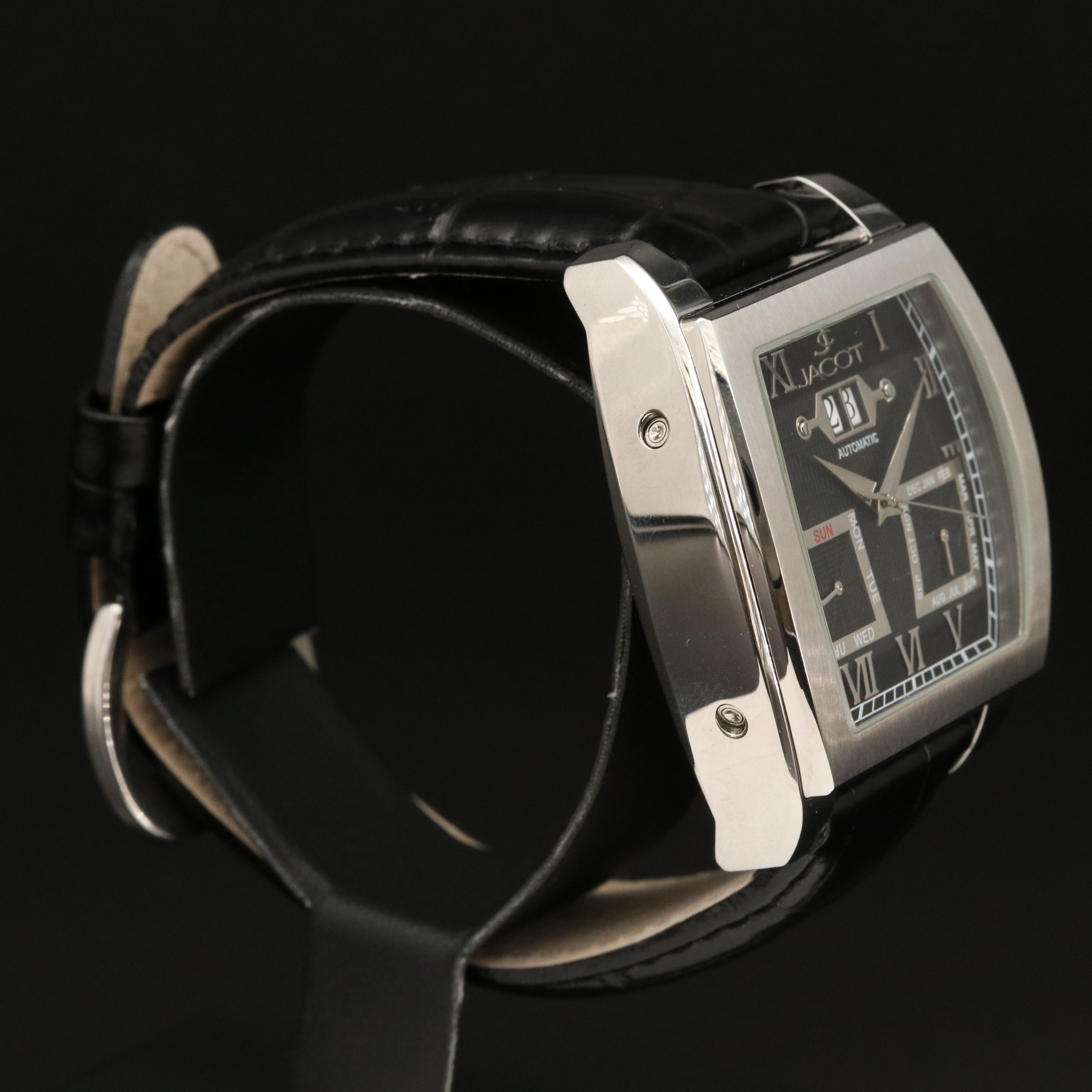 Jacot Triple Calendar Stainless Steel Automatic Watch