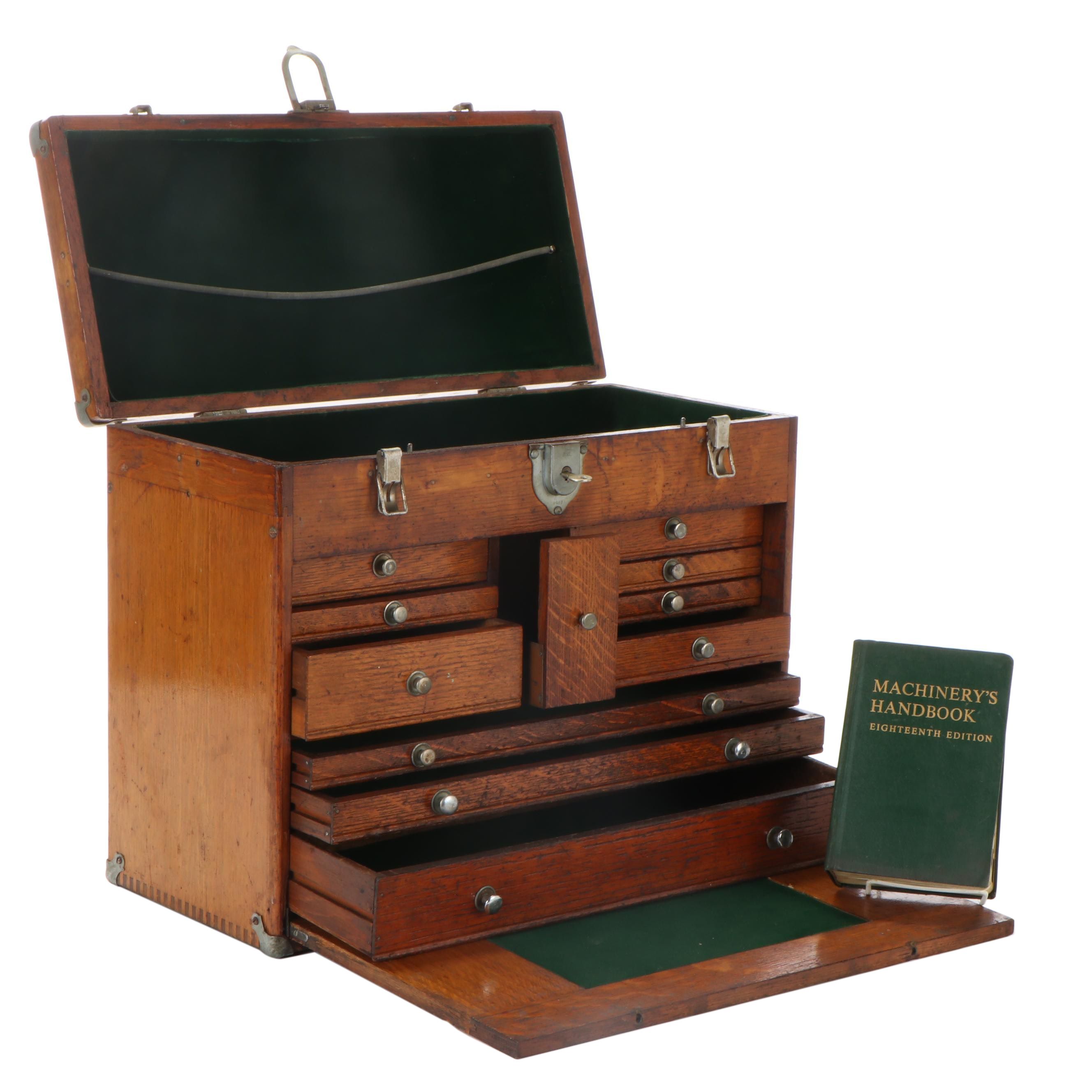 Gerstner Oak Wood Machinist's Tool Box, Early to Mid-20th Century