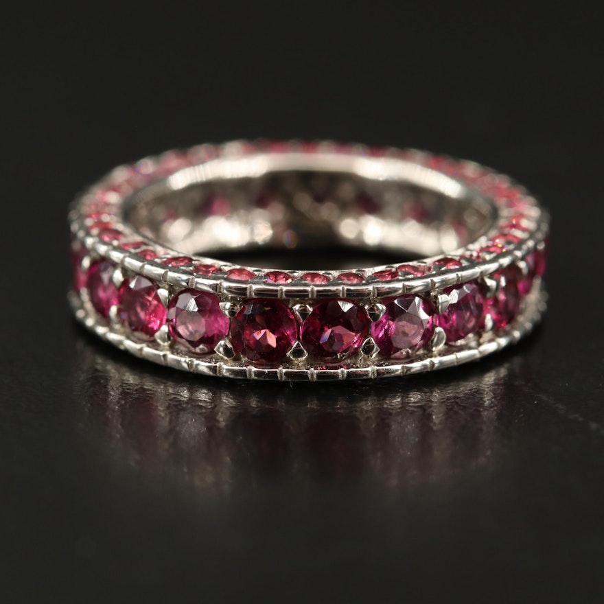 Sterling Garnet Eternity Band