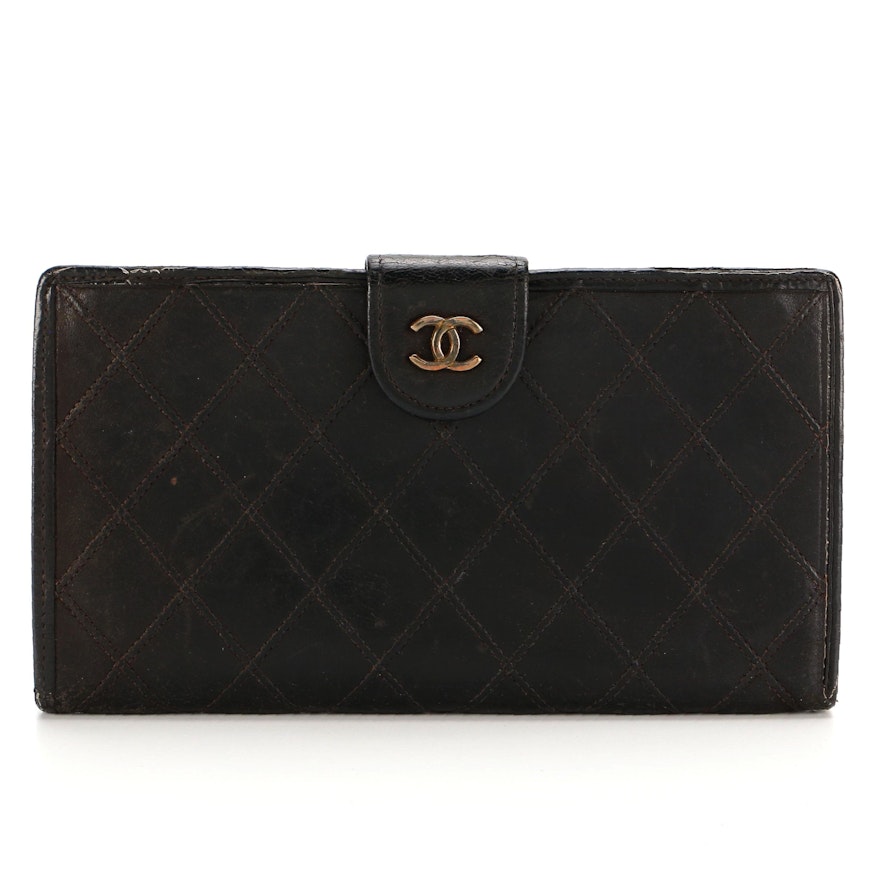 Chanel Continental Wallet in Black Diamond-Stitched Lambskin Leather