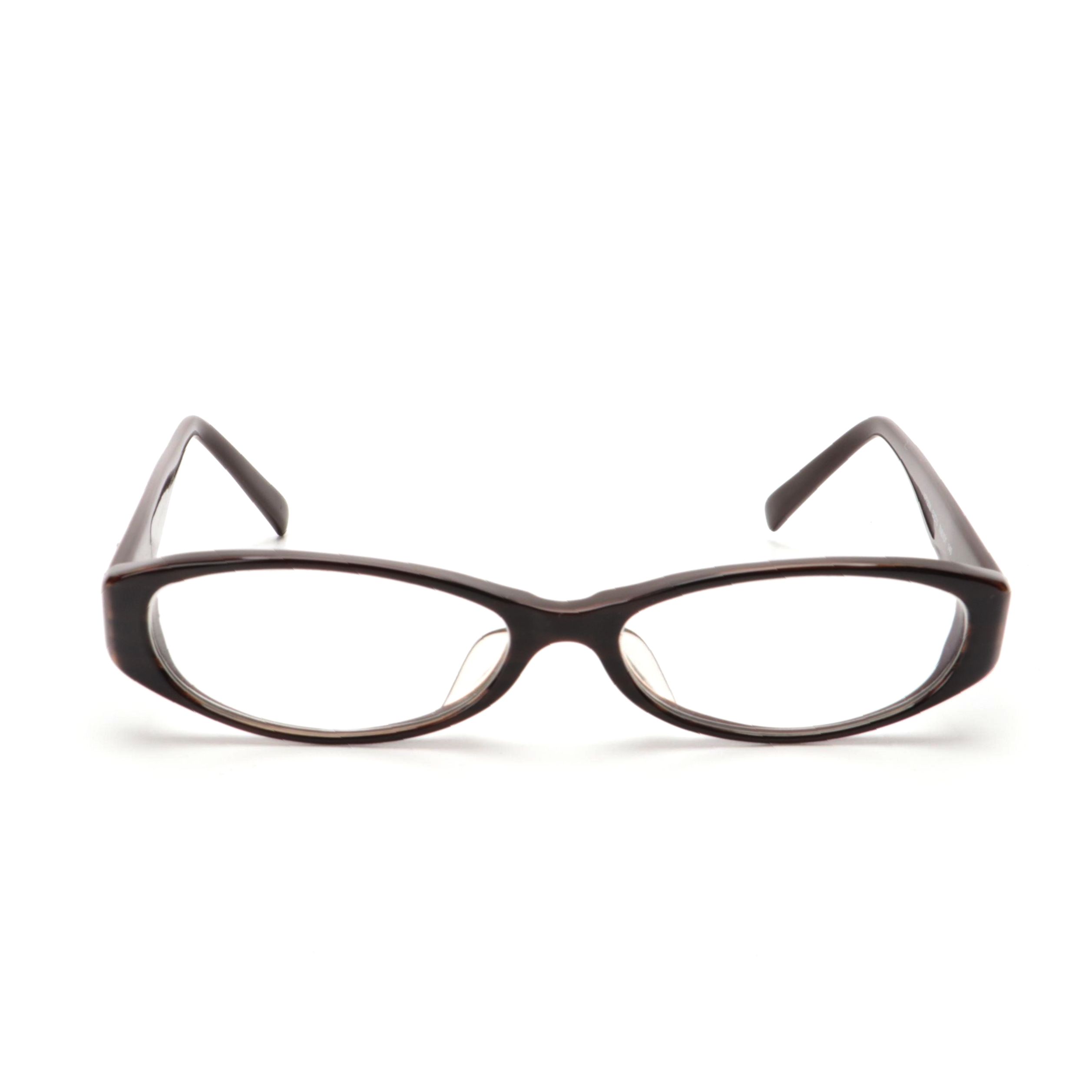 Prada VPR20M Oval Eyeglasses in Brown Acetate with Case
