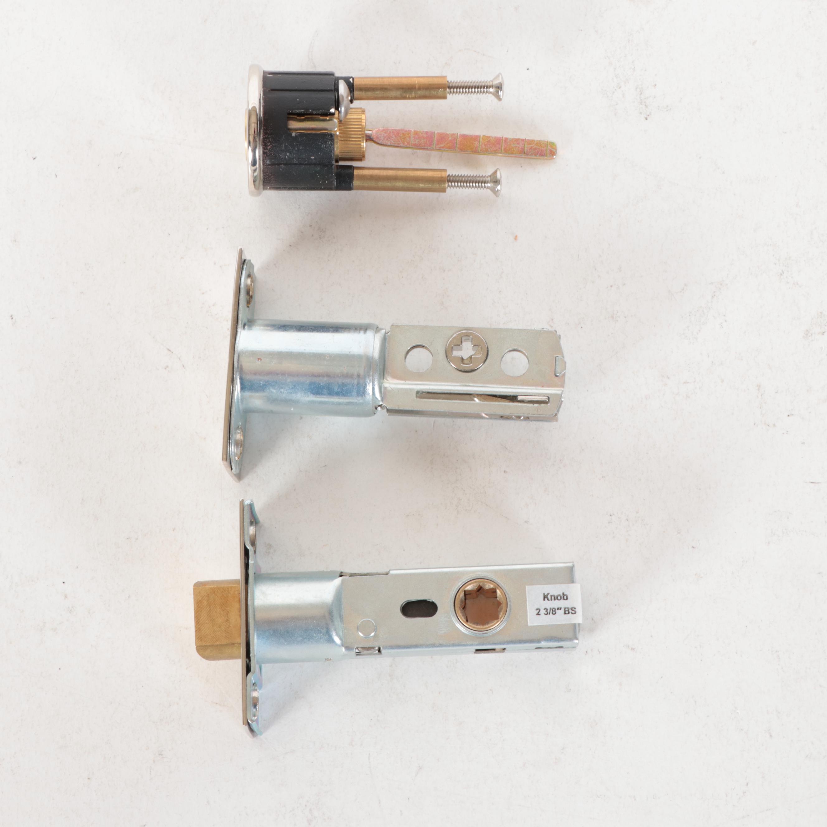 Brass Geometric Right Hand Lever Entrance Door Set in Polished Nickel Finish