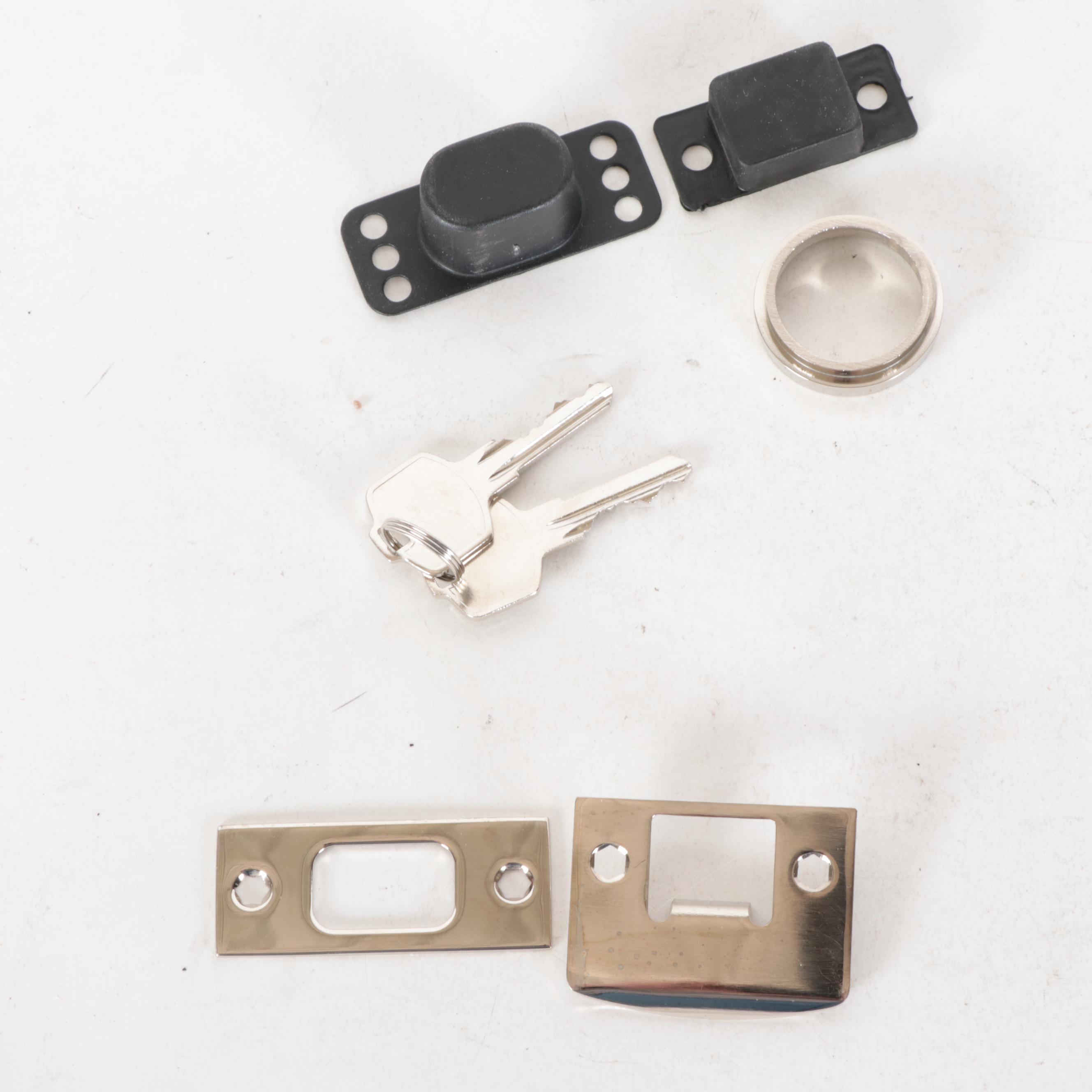 Brass Geometric Right Hand Lever Entrance Door Set in Polished Nickel Finish