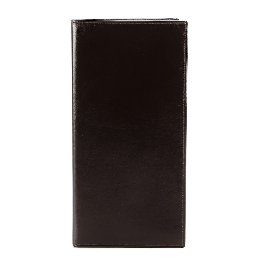 Gucci Checkbook Cover in Smooth Brown Leather