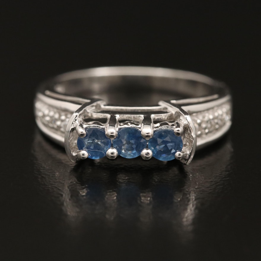 Sterling Sapphire and Zircon Ring