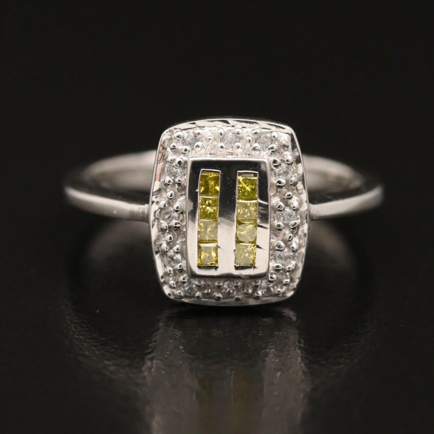 Sterling Diamond and Zirconia Ring