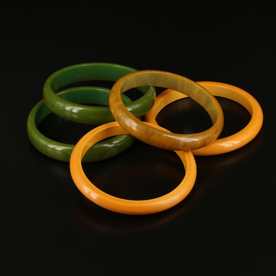 Marbled Creamed Spinach and Butterscotch Bakelite Bangles