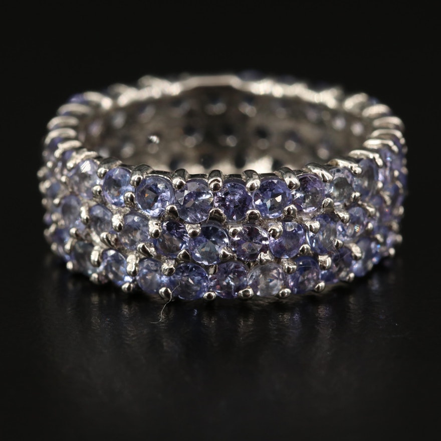 Sterling Tanzanite Multi-Row Eternity Band