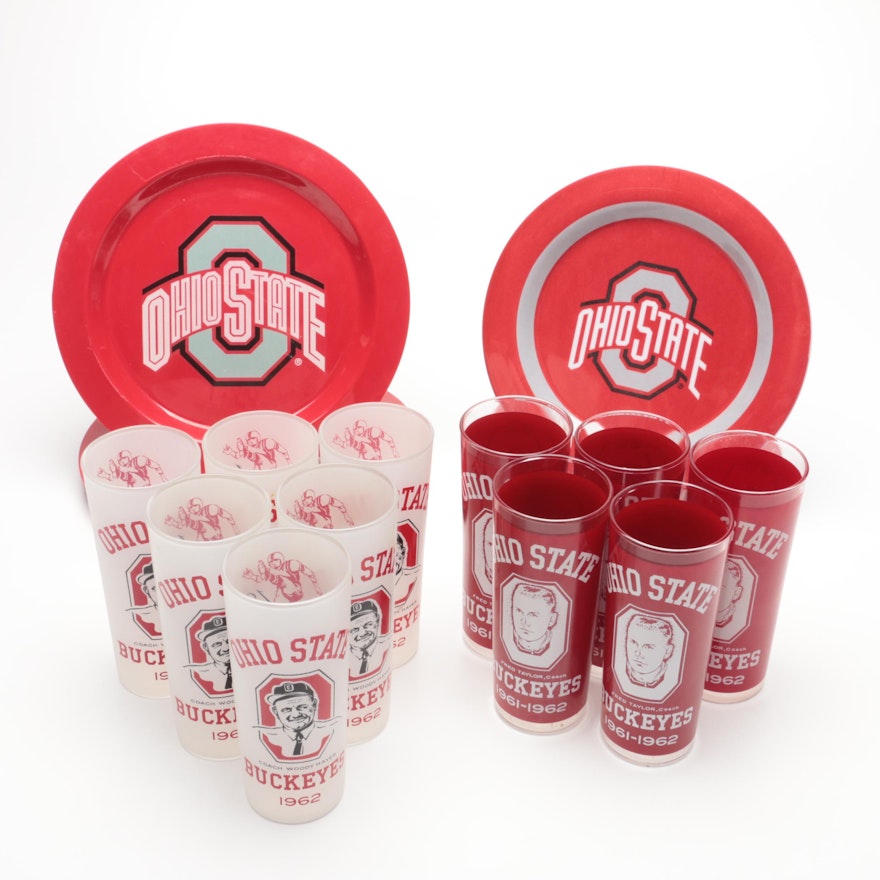 Ohio State University Fred Taylor and Woody Hayes Tumblers with Logo Plates