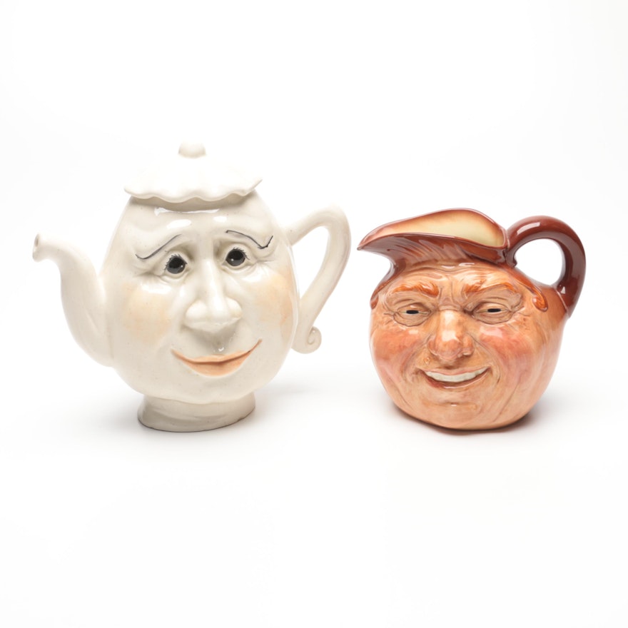 Royal Doulton Ceramic Teapot with "John Barleycorn" Pitcher, Late 20th C.