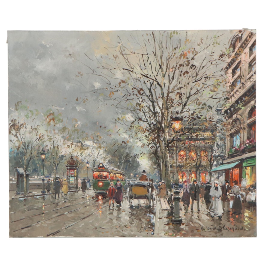 Antoine Blanchard Oil Painting "Théâtre du Châtelet, Quai de Gesvres"