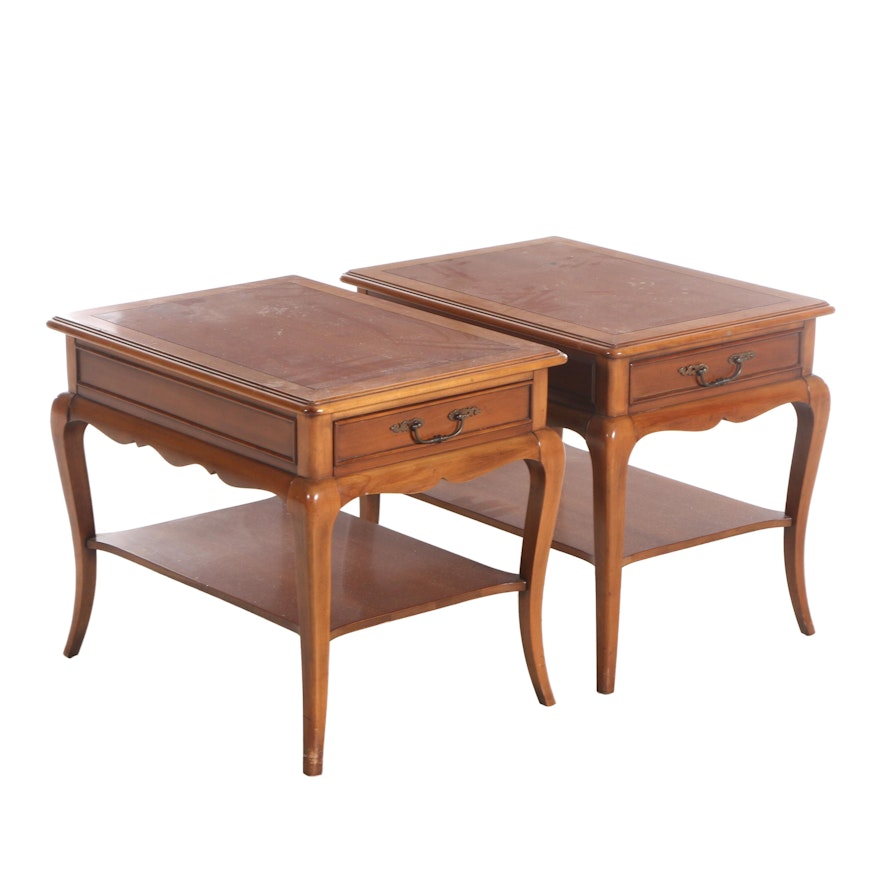 Pair of Hekman French Provincial Style Single-Drawer End Tables