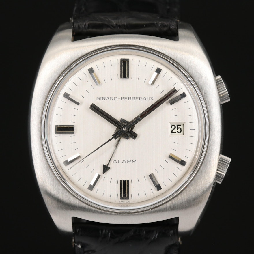 Vintage Girard-Perregaux Ref. # 9490 HA Stainless Steel Wristwatch with Alarm