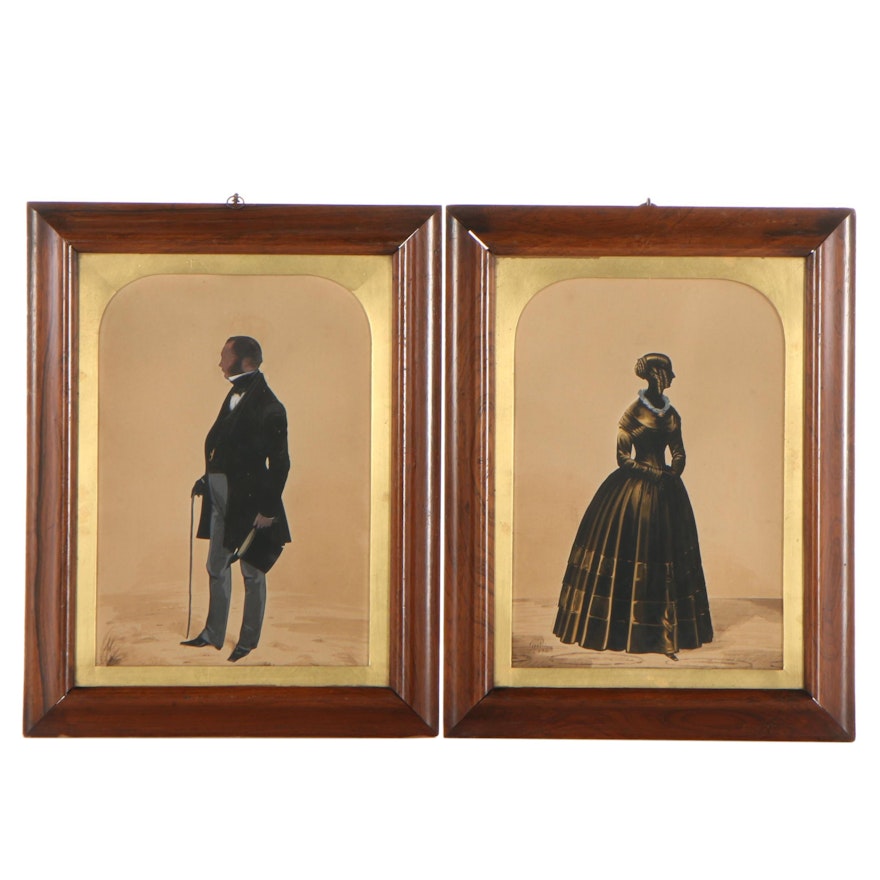 Embellished Silhouette Cut-Outs of Gentleman and Lady, 1849