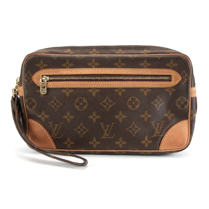 Louis Vuitton Pochette Dragonne Wristlet in Monogram Canvas and Vachetta Leather