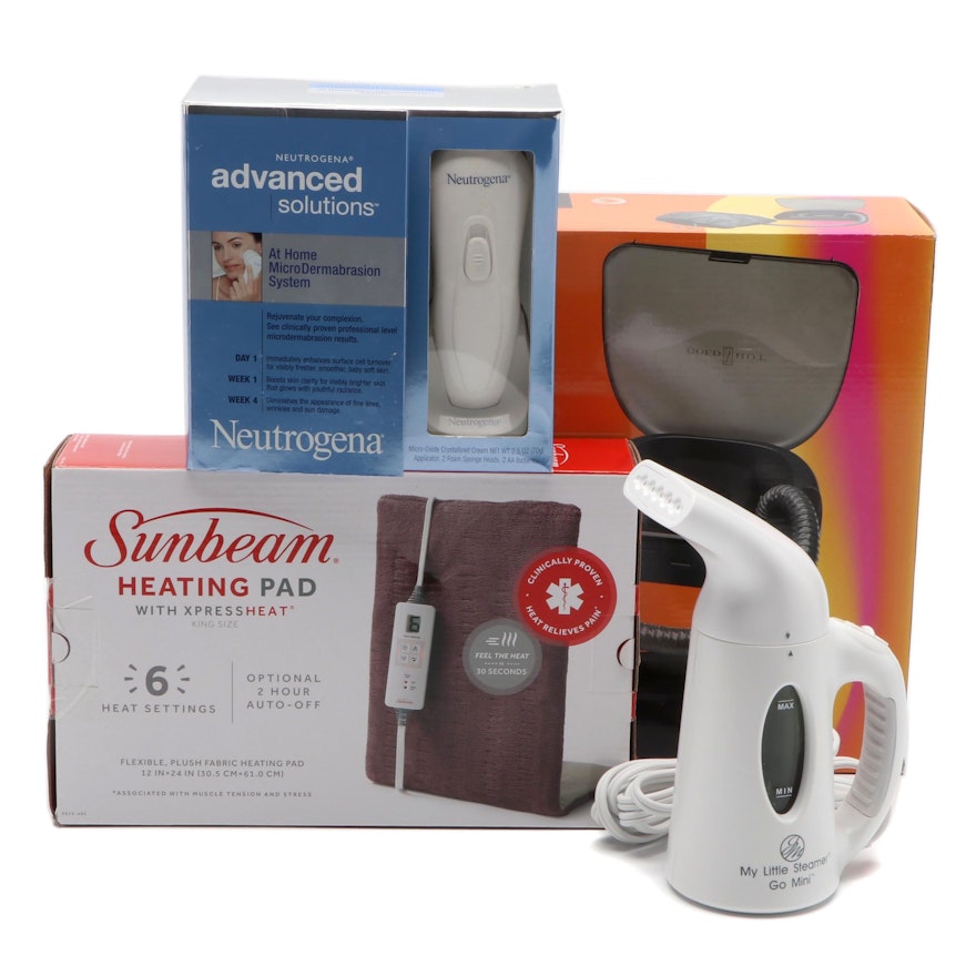 Household Gadgets Including Steamer, Heating Pad, Bonnet Dryer, Derma Tool