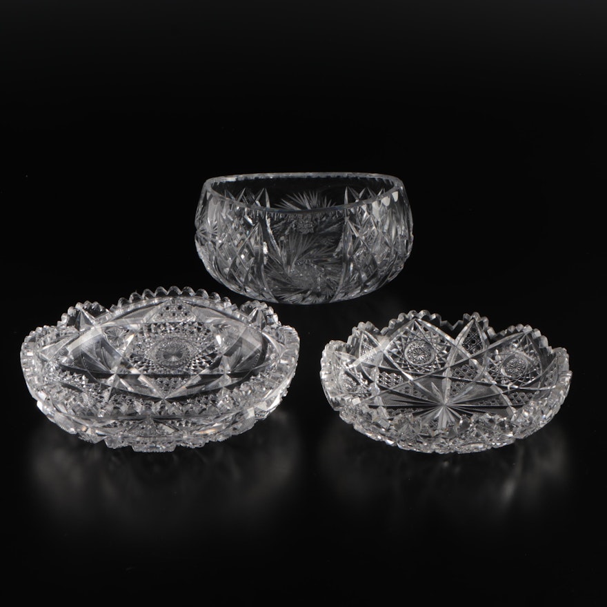 American Brilliant Style Cut Crystal Bowls