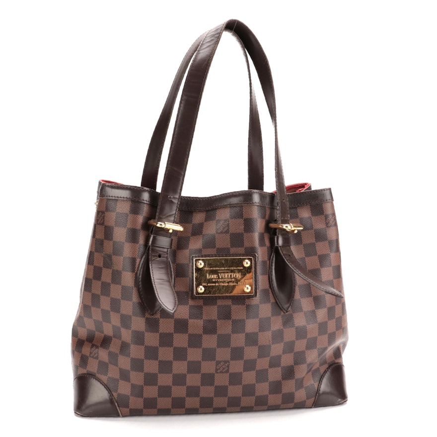 Louis Vuitton Hampstead MM Tote in Damier Ebene Canvas and Smooth Leather