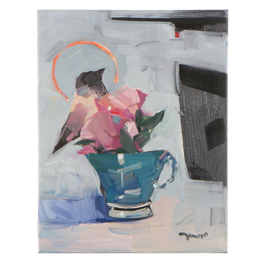 Jose Trujillo Oil Painting "Tea Time," 2021