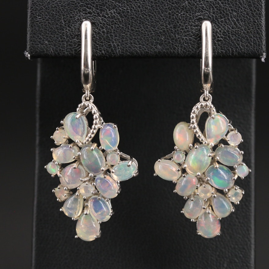 Sterling Opal Cluster Earrings