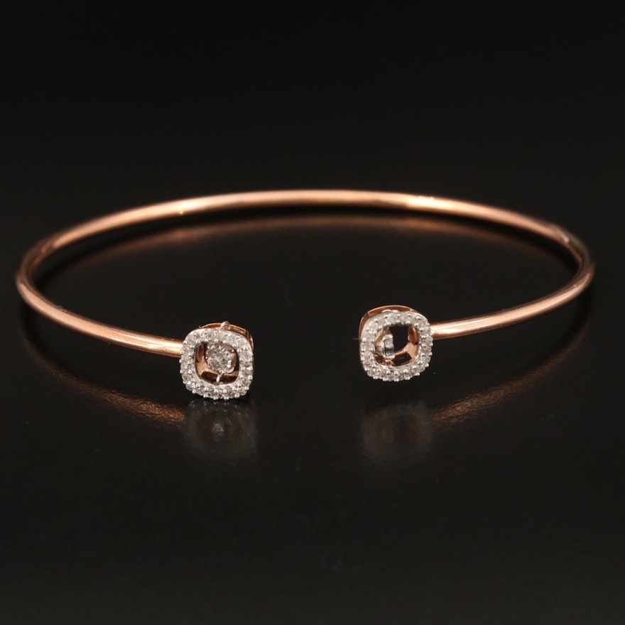 10K Rose Gold Diamond En Tremblant Cuff