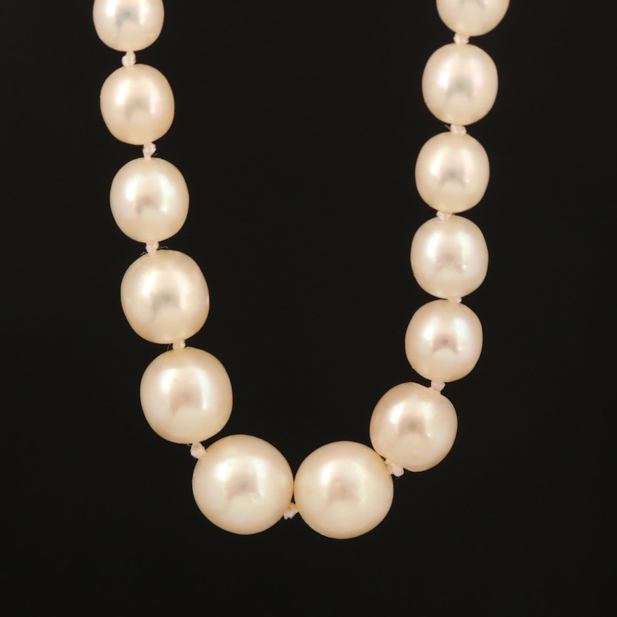 Edwardian Graduated Natural Pearl Necklace with Diamond Clasp and GIA Report