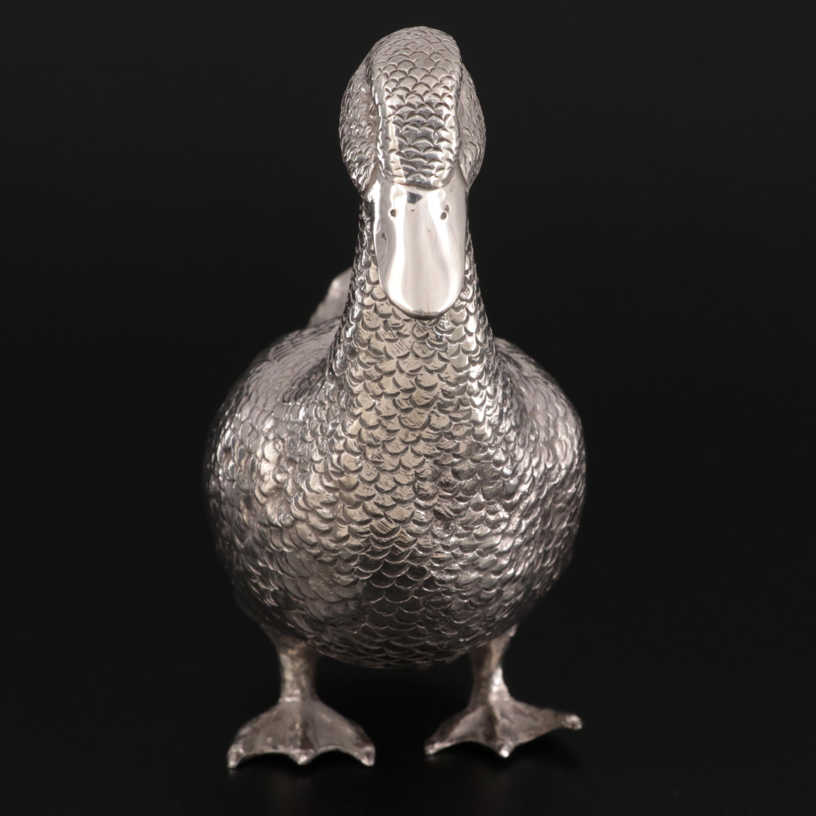 Sterling Silver Duck Figurine, Late 20th Century