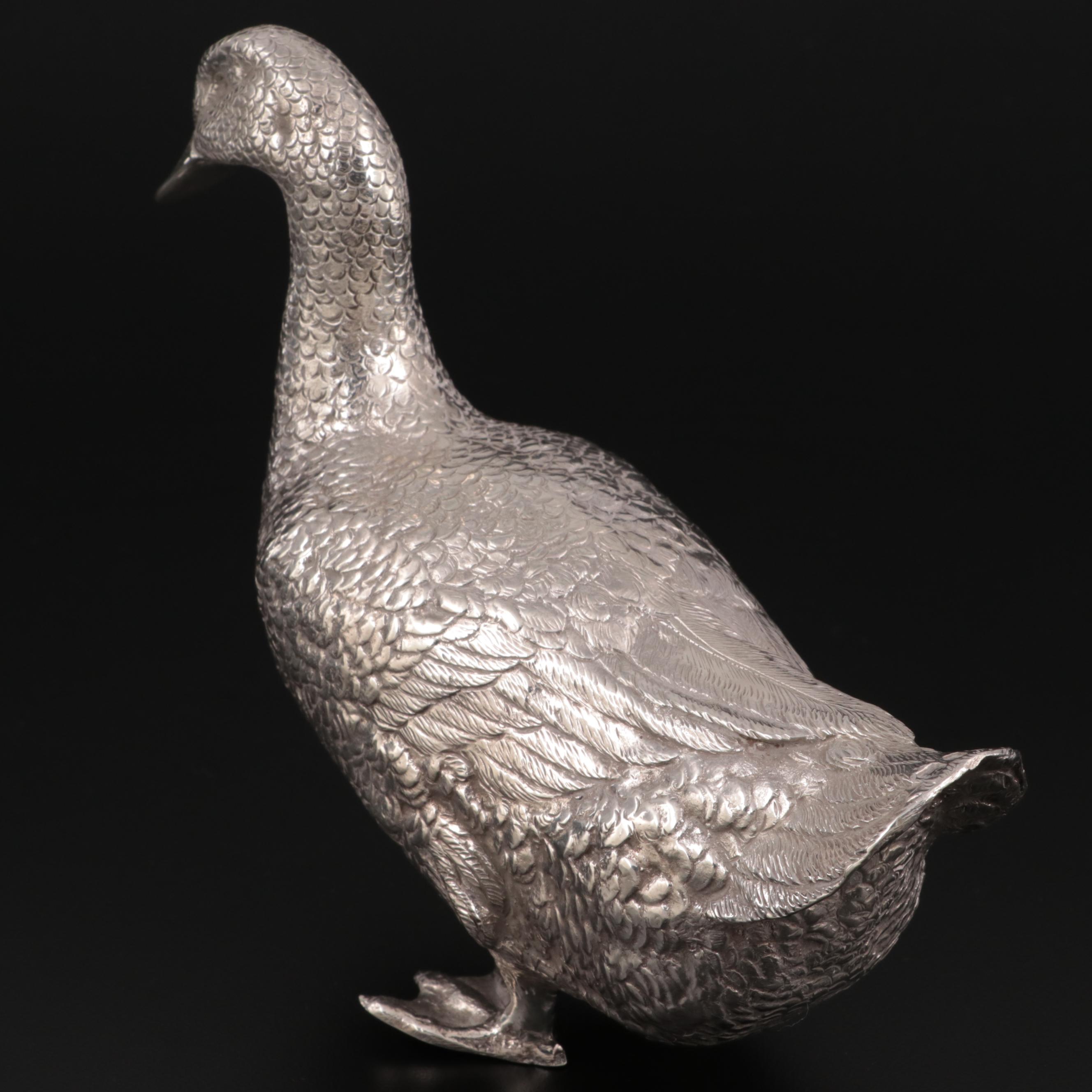 Sterling Silver Duck Figurine, Late 20th Century