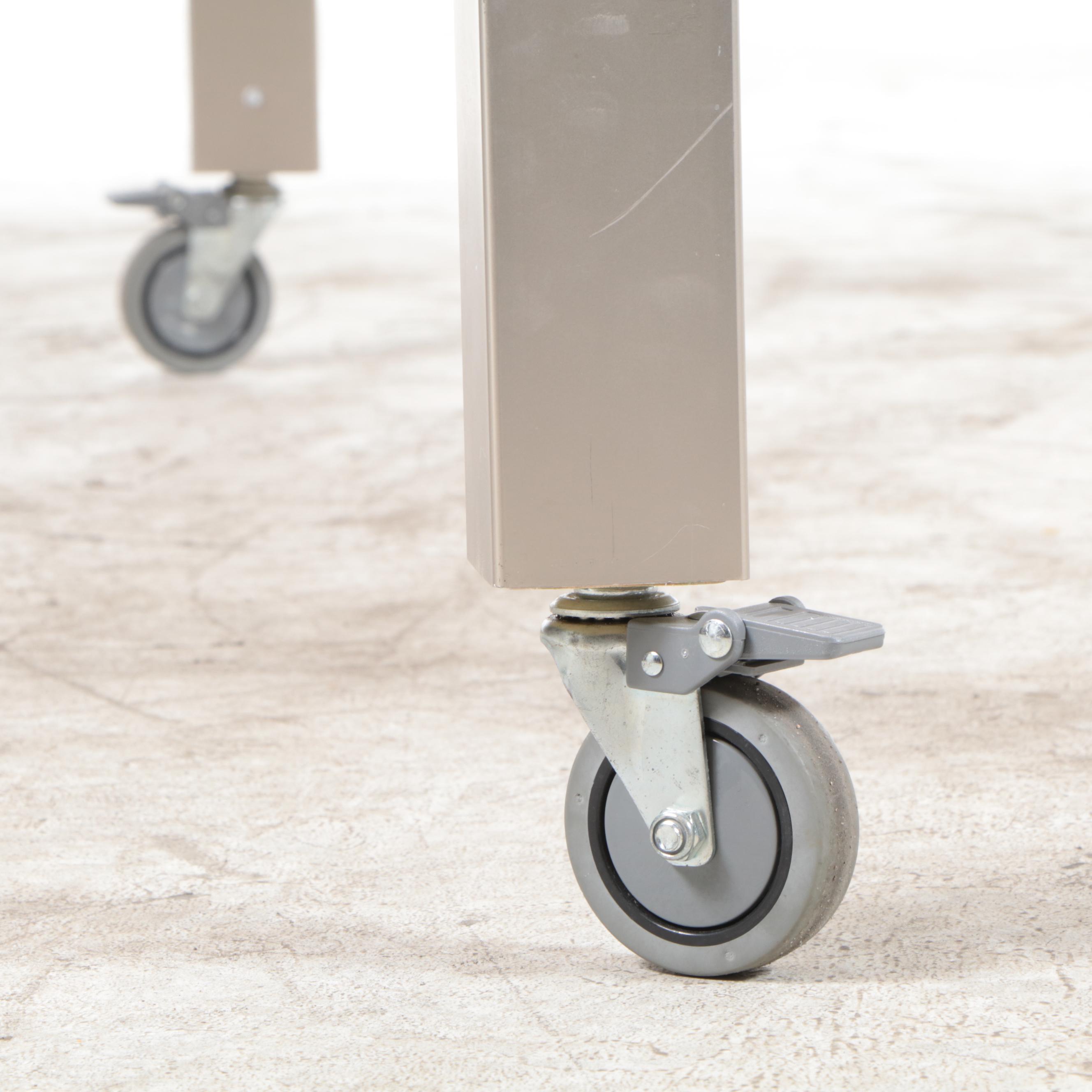 Modernist Style Computer Desk on Large Casters