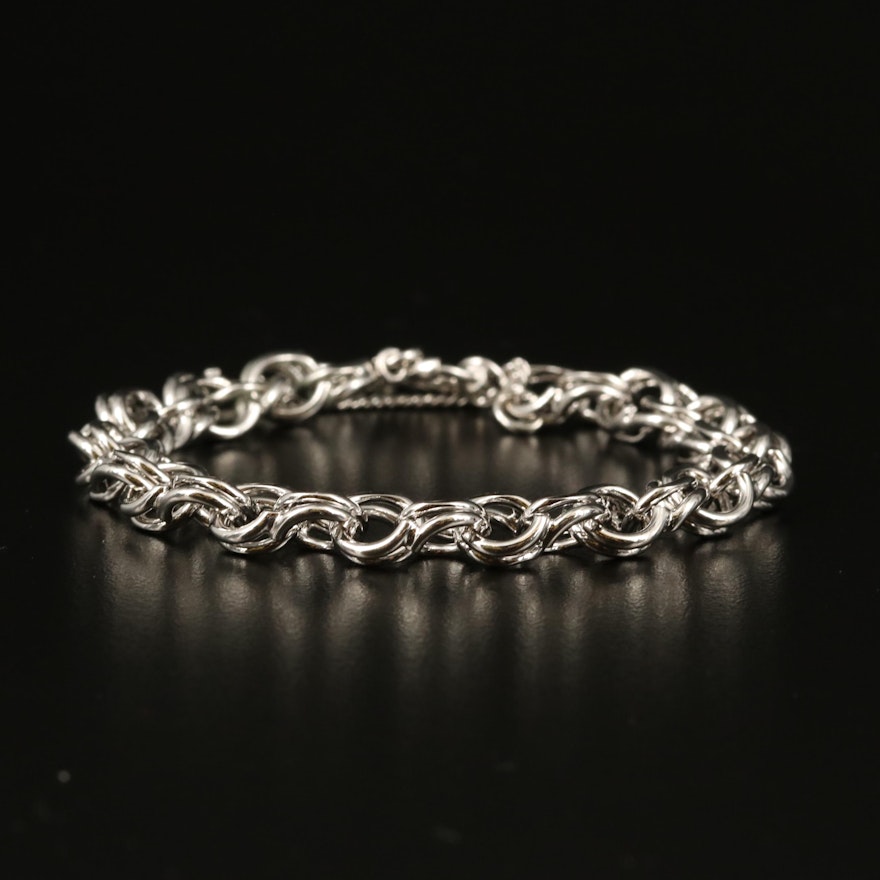 Sterling Silver Double Rolo Chain Bracelet