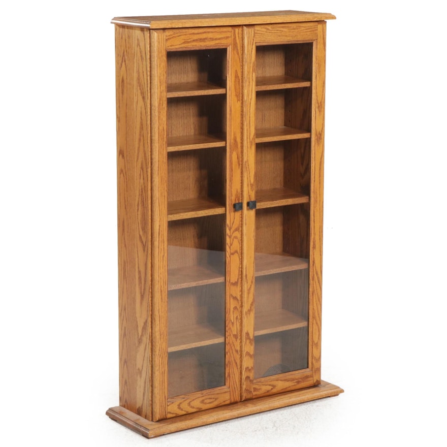 Oak and Glass Cabinet Bookcase