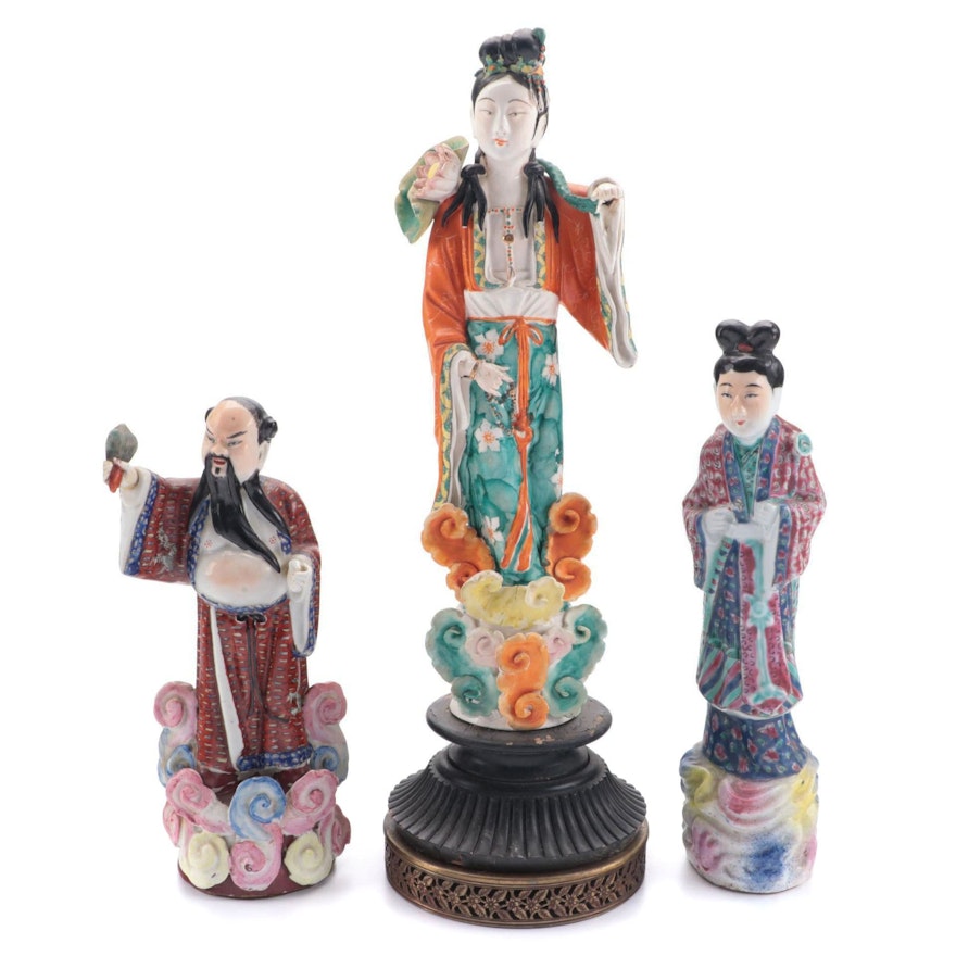 Chinese Famille Rose Ceramic Figurines