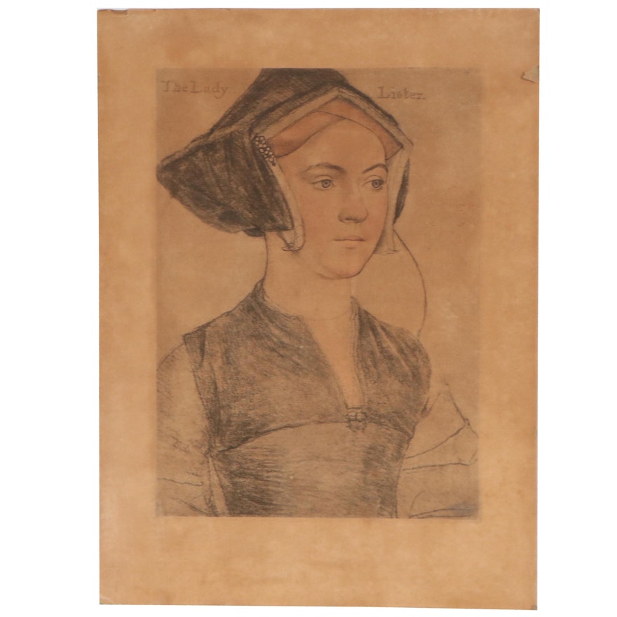 Lithograph After Hans Holbein the Younger "The Lady Lister"
