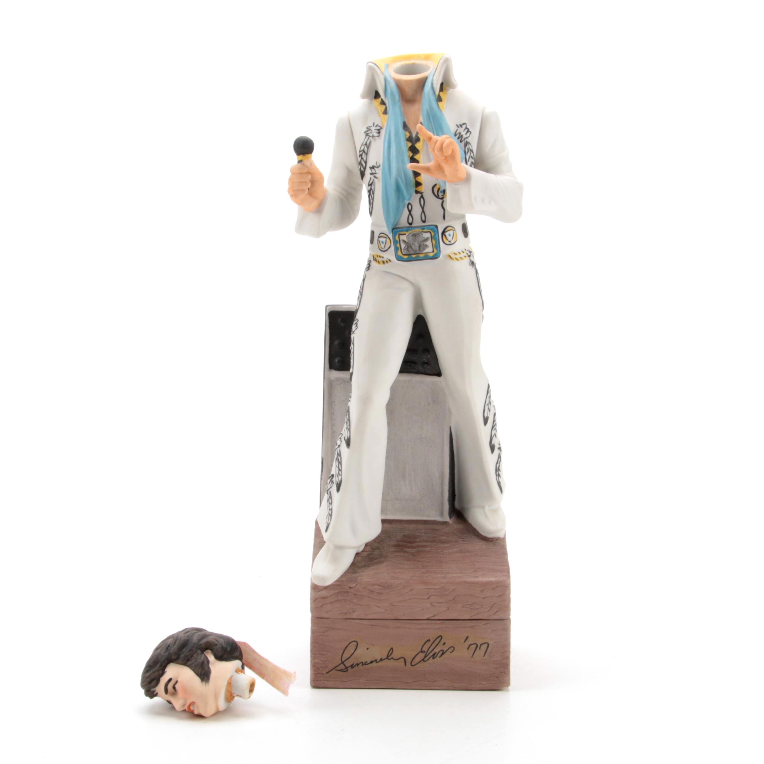 Elvis Presley "Sincerely '77" McCormick Bourbon Ceramic Musical Decanter