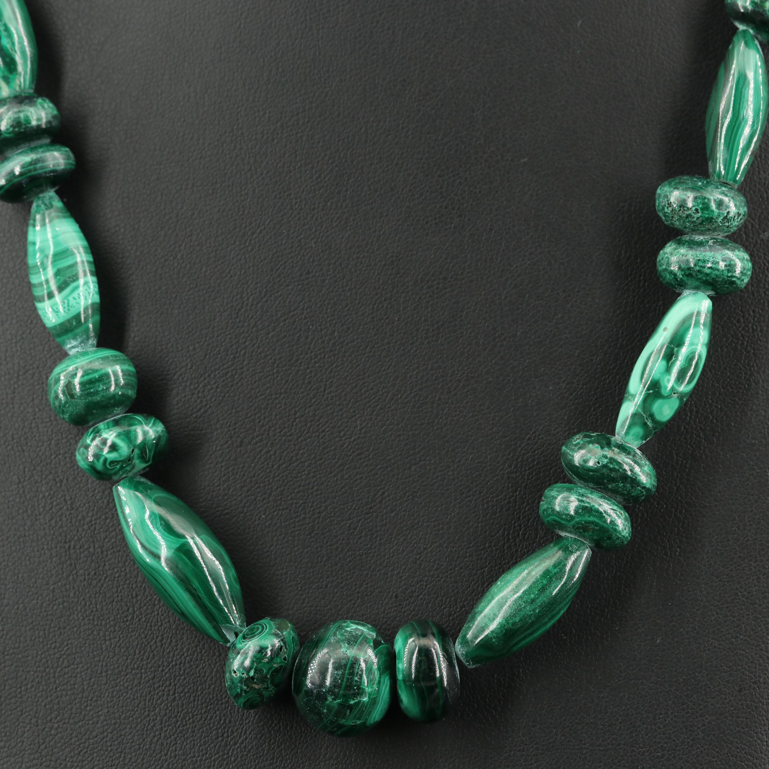 Graduated Malachite Bead Necklace