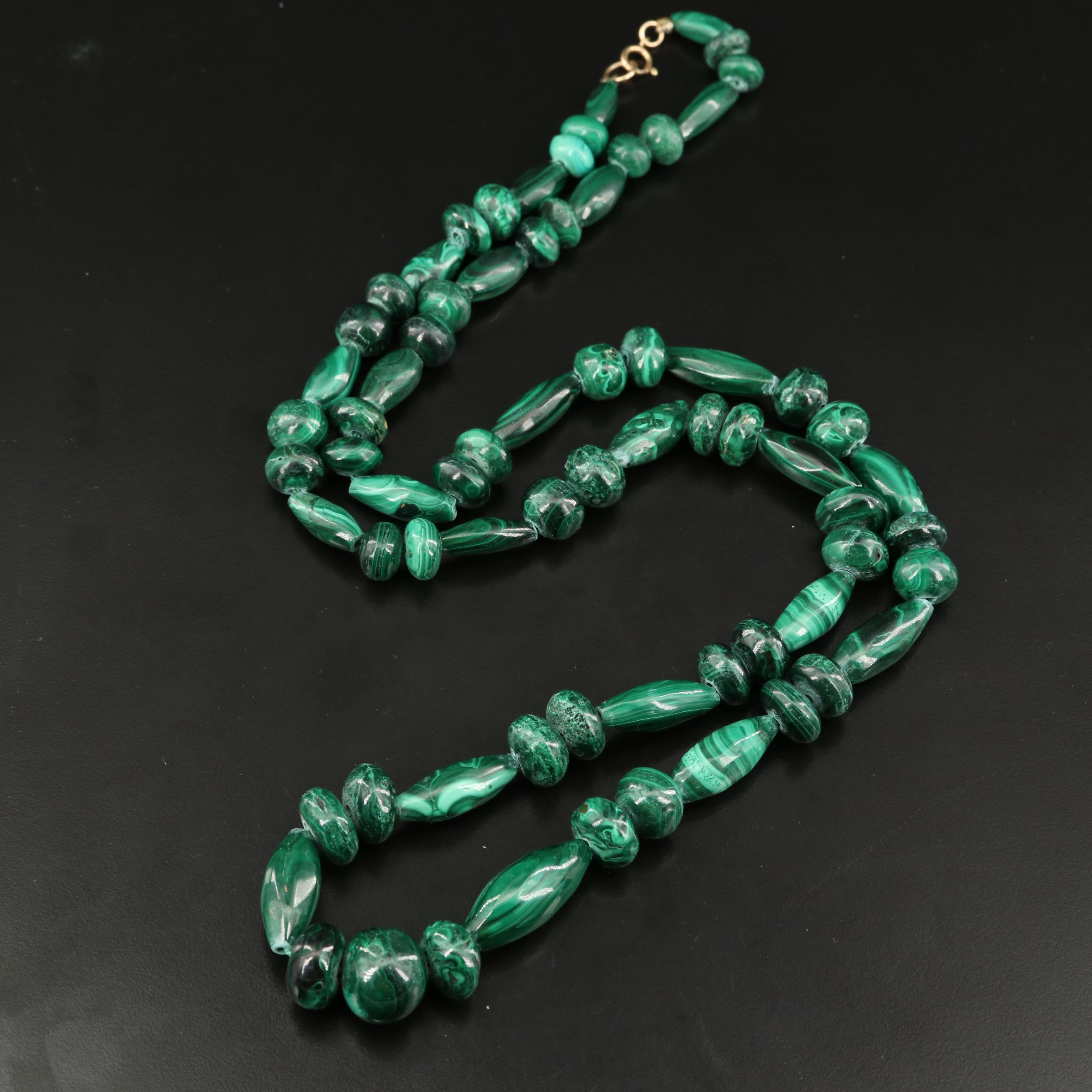 Graduated Malachite Bead Necklace