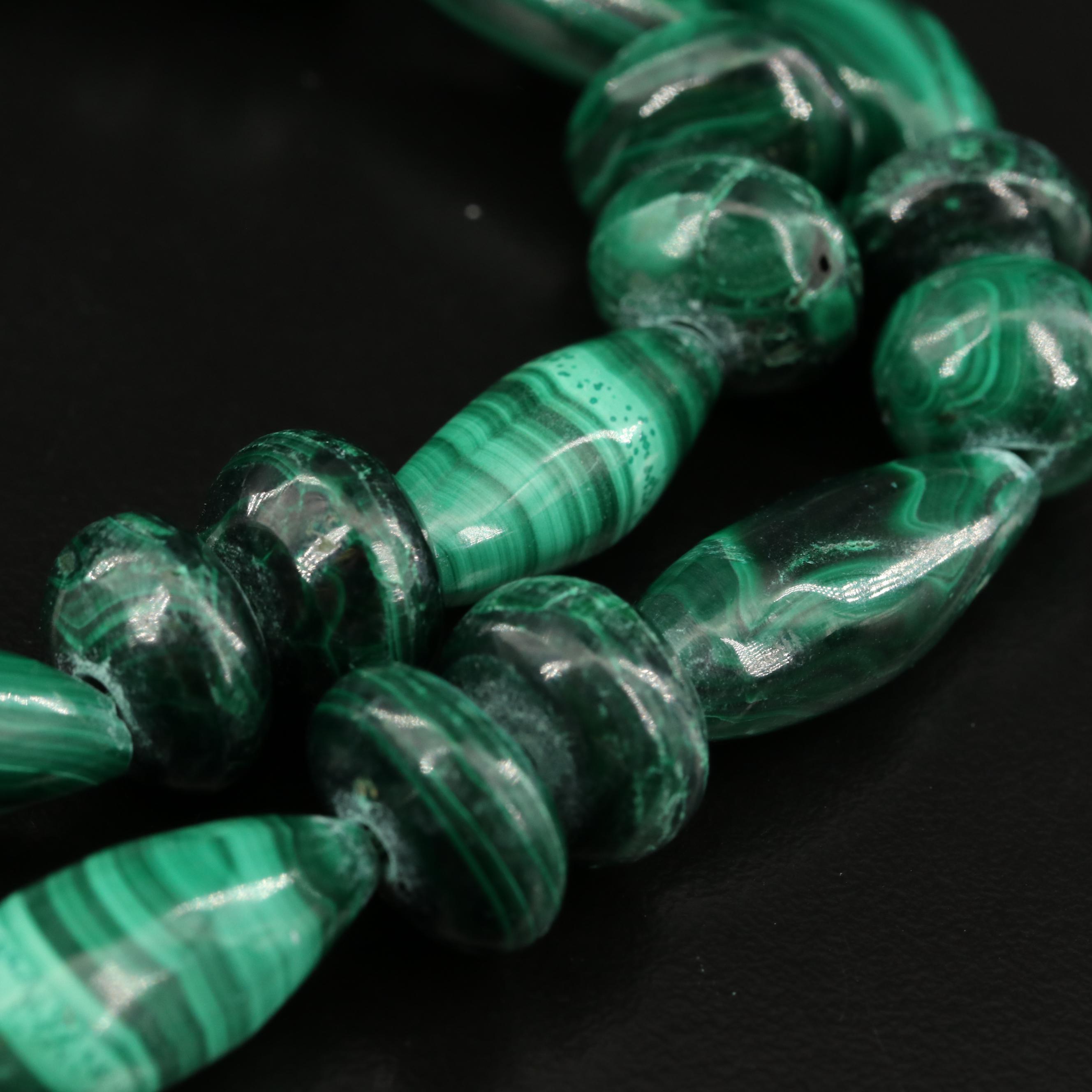 Graduated Malachite Bead Necklace