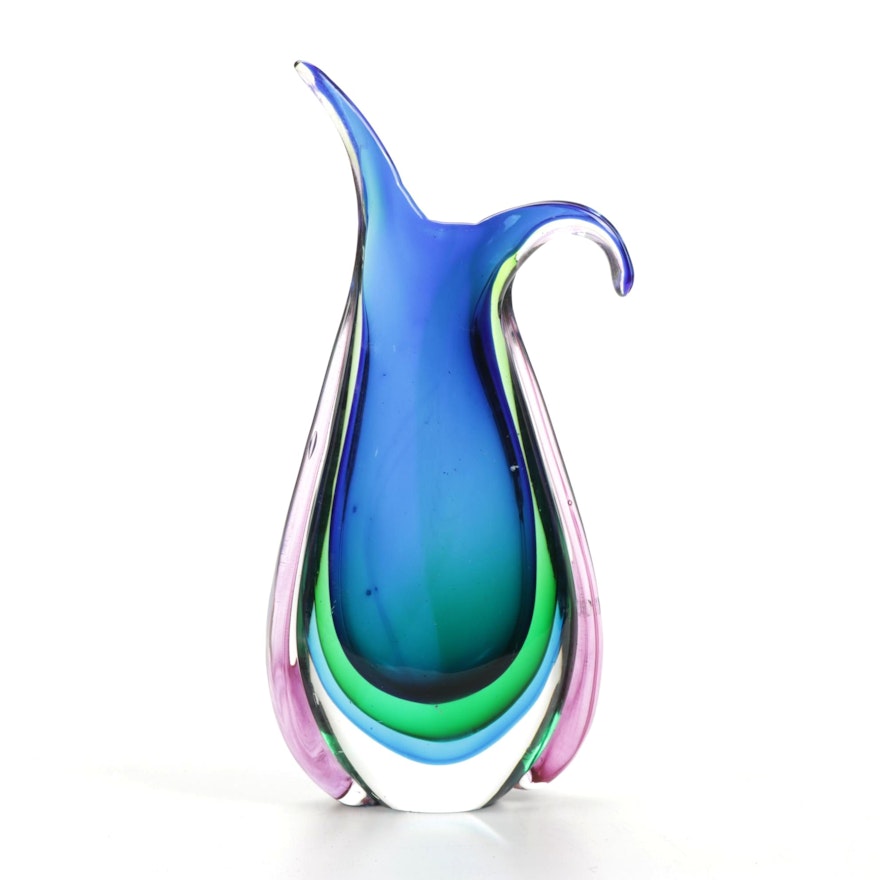 Dynasty Gallery Handblown Sommerso Glass Vase, Mid to Late 20th Century