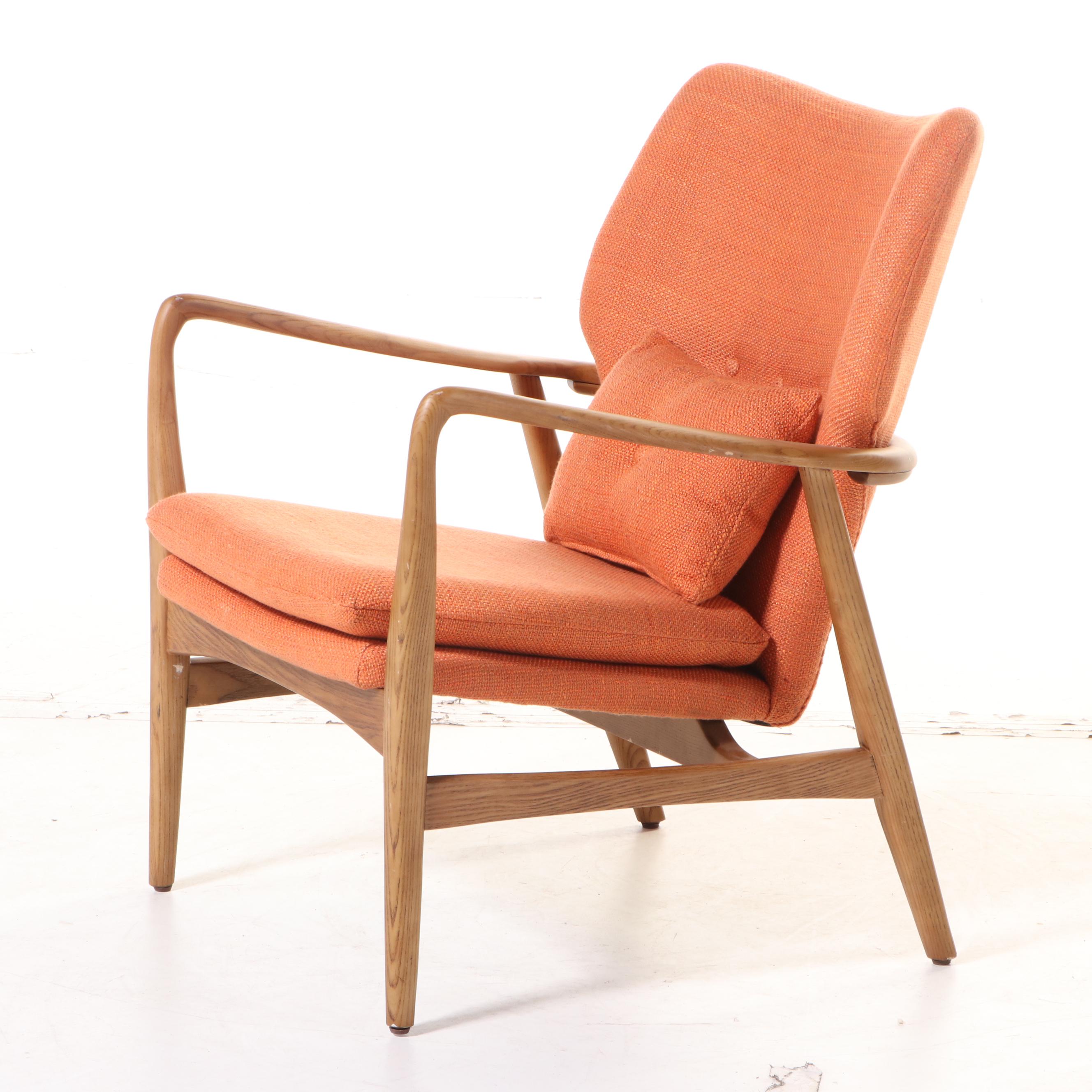 Blue Ocean Traders "Helsinki" Modernist Style Upholstered Ash Lounge Chair