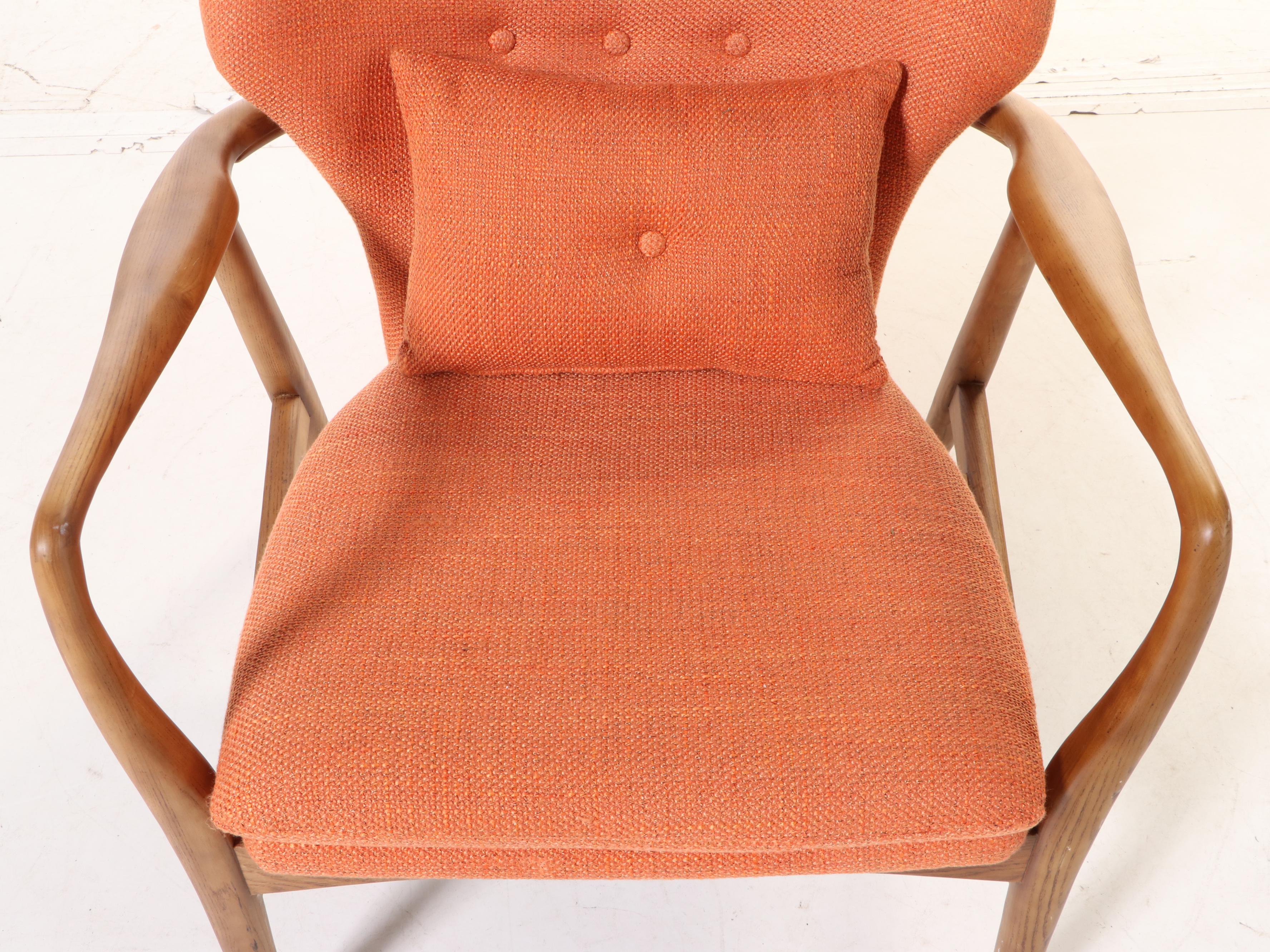 Blue Ocean Traders "Helsinki" Modernist Style Upholstered Ash Lounge Chair