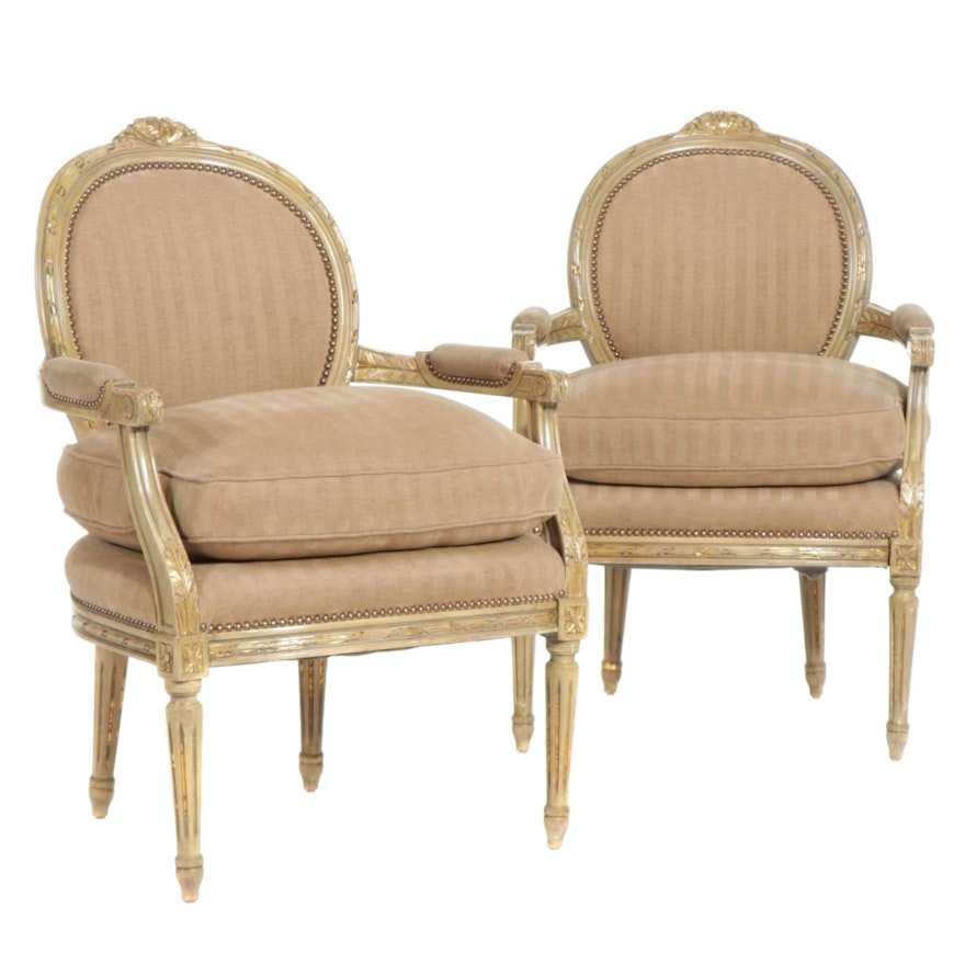 Pair of William Switzer Louis XVI Style Armchairs