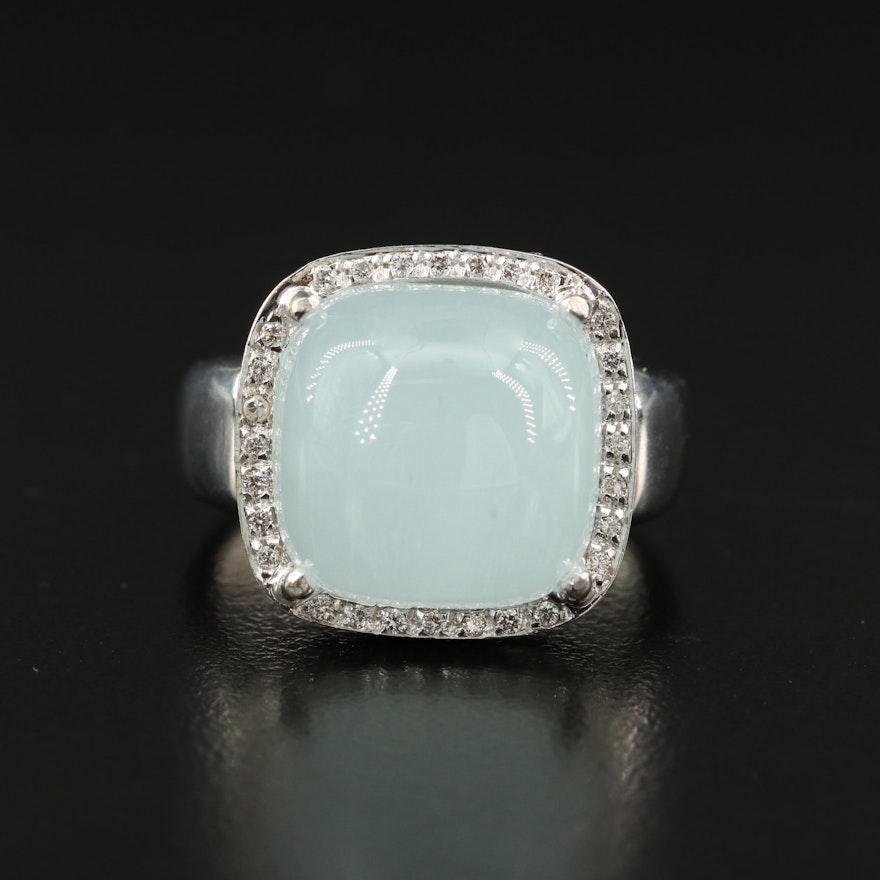 Rina Limor 18K Chalcedony and Diamond Halo Ring