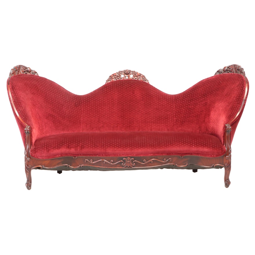 American Rococo Revival Mahogany Sofa, Third Quarter 19th Century