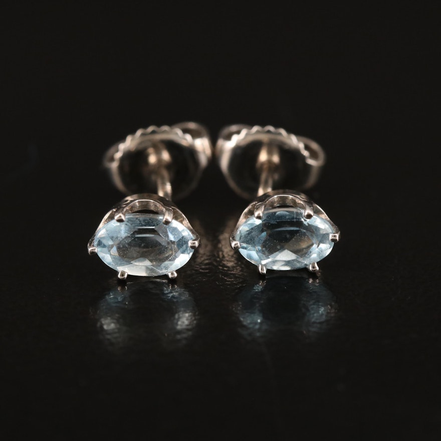 14K Aquamarine Stud Earrings