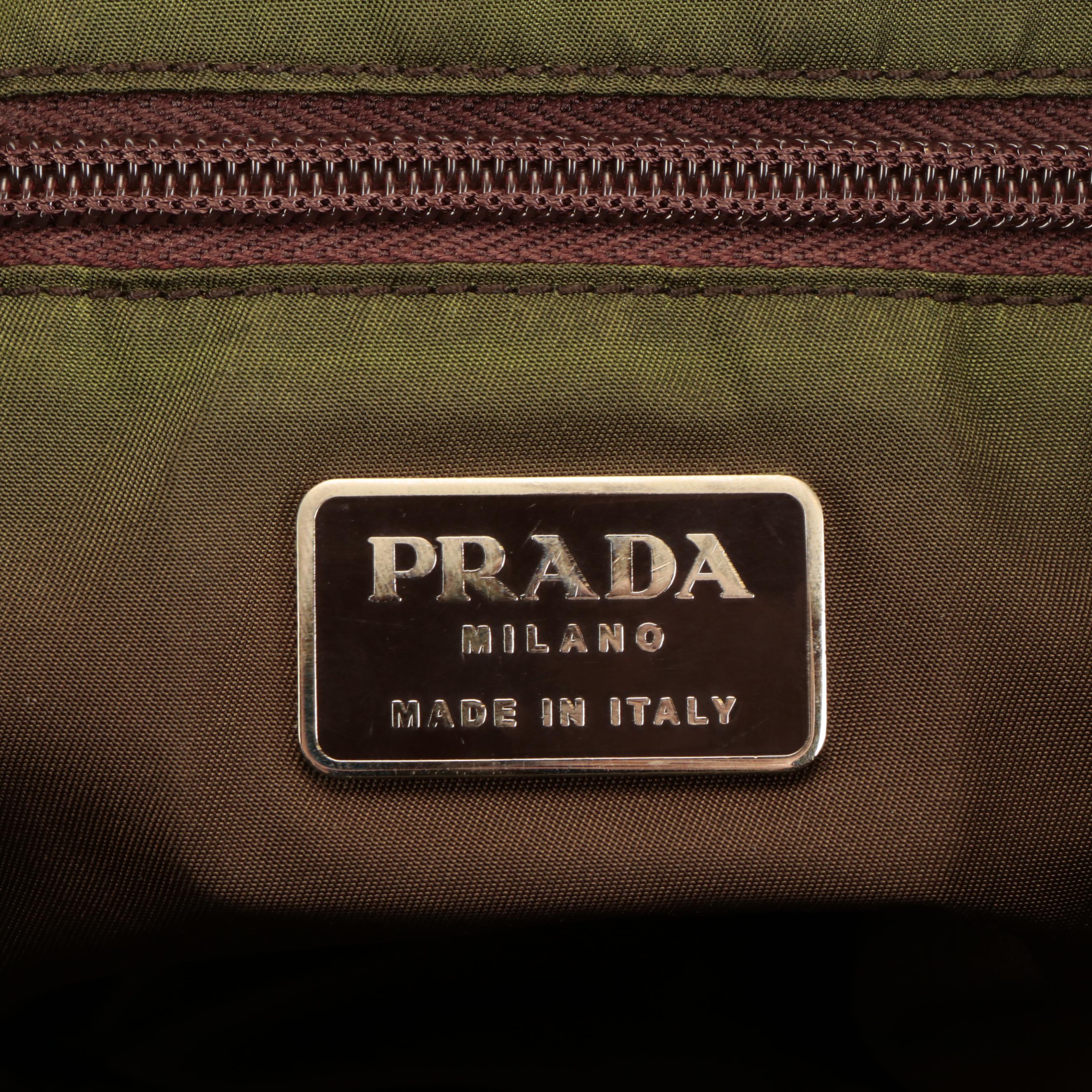 Prada Nylon and Leather Shoulder Bag with Plastic Chain Link Strap