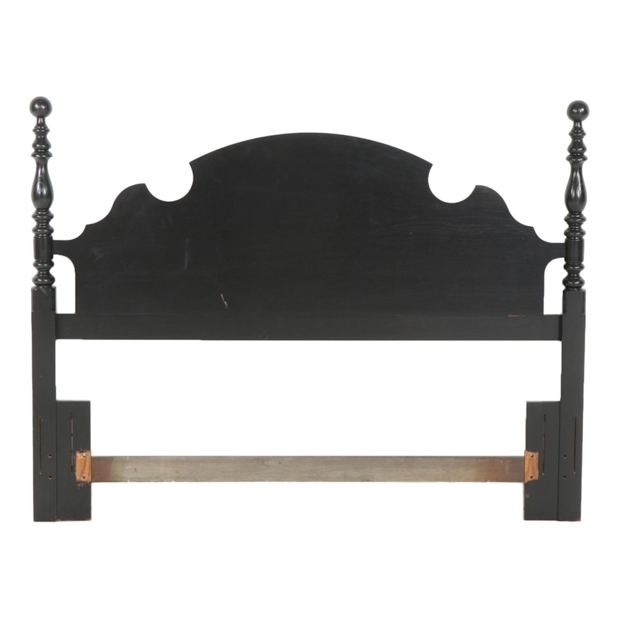 Thomasville Federal Style Black-Painted Wood Queen Size Headboard