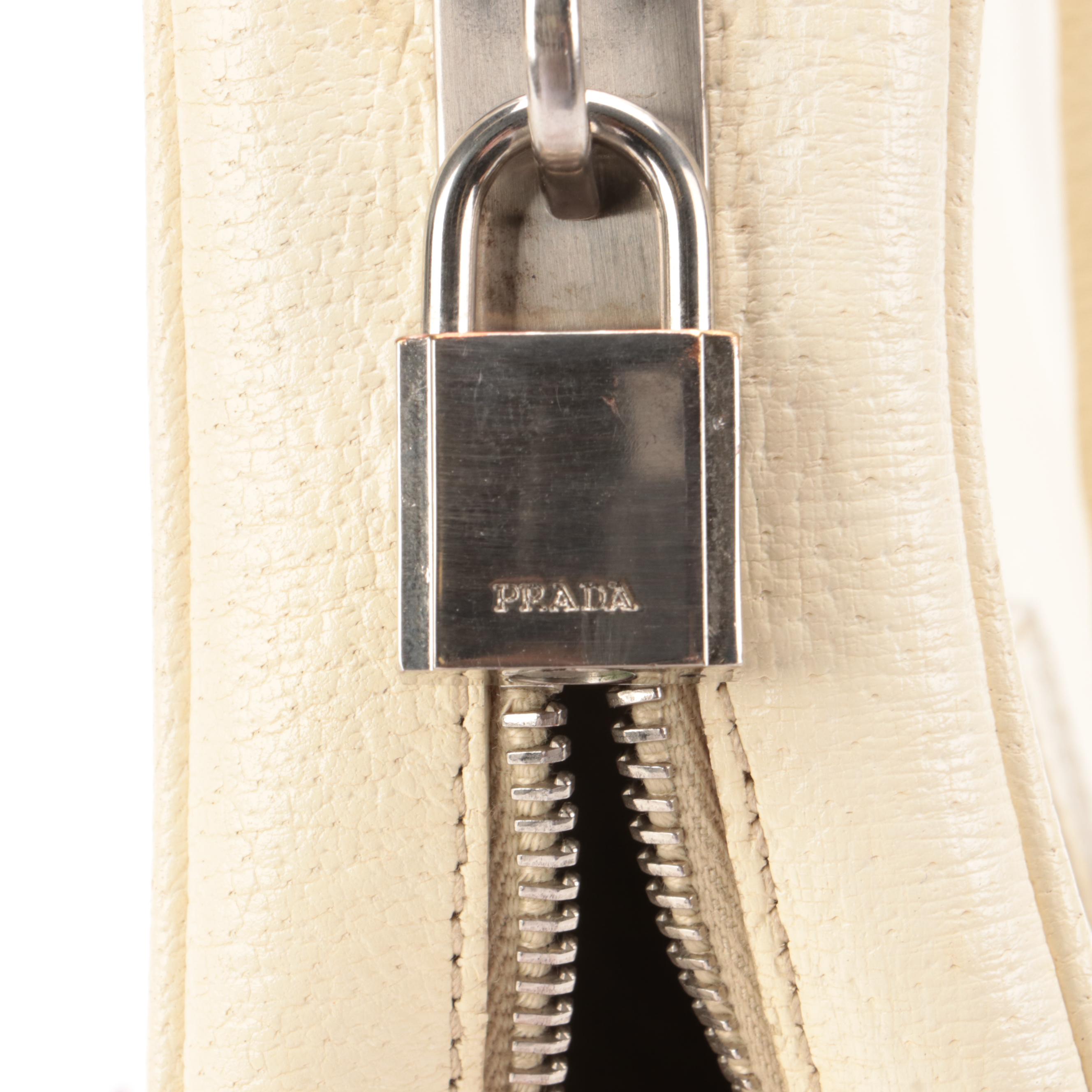 Prada Ivory Grained Leather Satchel