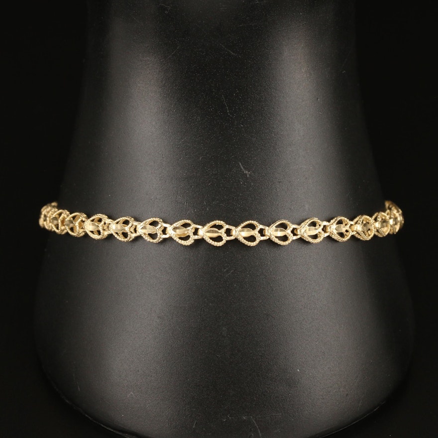 14K Openwork Heart Bracelet