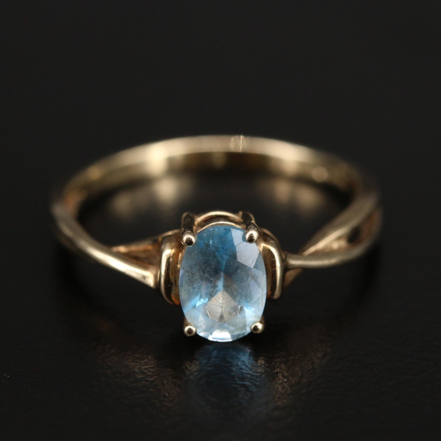 10K Sky Blue Topaz Twist Ring